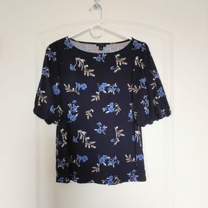 Floral Print Navy Blouse